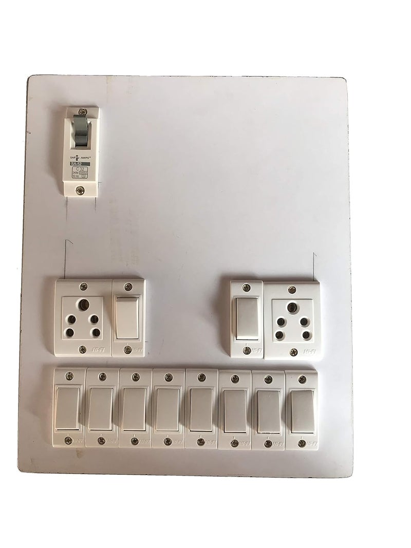 HIKEN HIKEN Electric Wooden Switch Board 2 Sockets 10 Switches 1 MCP - Image 1