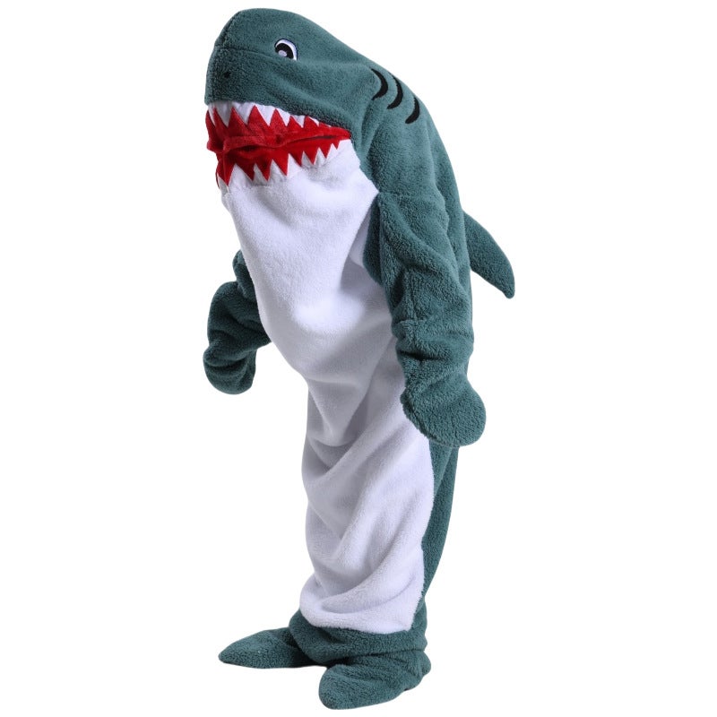 Dolphin Sleeping Bag Adult Tv Blanket Office Sleepsuit Wearing Blanket Winter Warm Shark Hooded Cartoon Sleepsuit - Image 1