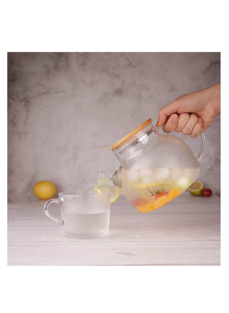 Captaintech Glass Teapot Stovetop Safe,30.4oz Clear Teapots with Removable Filter Spout,Teapot for Loose Leaf and Blooming Tea - Image 5