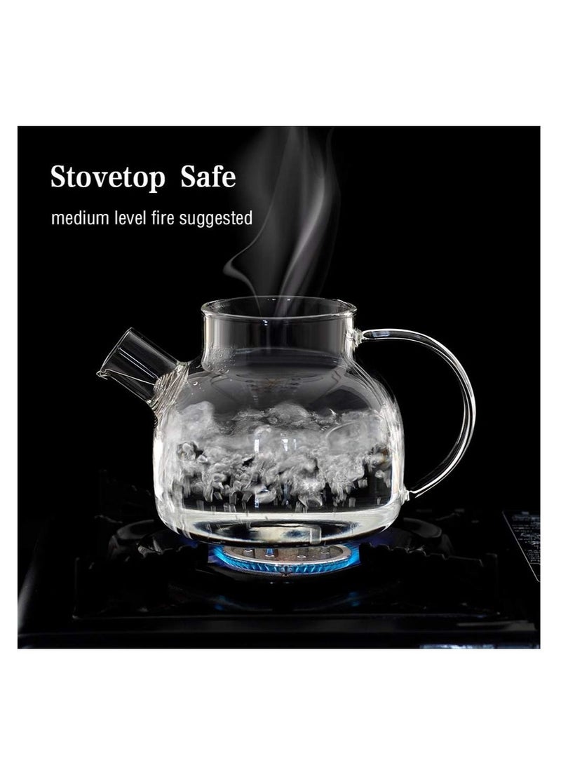 Captaintech Glass Teapot Stovetop Safe,30.4oz Clear Teapots with Removable Filter Spout,Teapot for Loose Leaf and Blooming Tea - Image 3