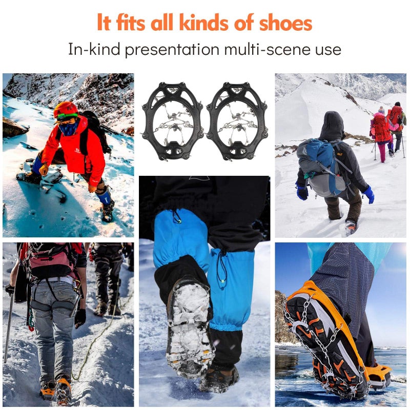 Sfee Ice Snow Grips Crampons Traction Cleats,19 Stainless Steel Spikes for Women Men Kids, Anti Slip Flexible Shoe/Boot Footwear for Walking Climbing Hiking Fishing Outdoor - Image 5