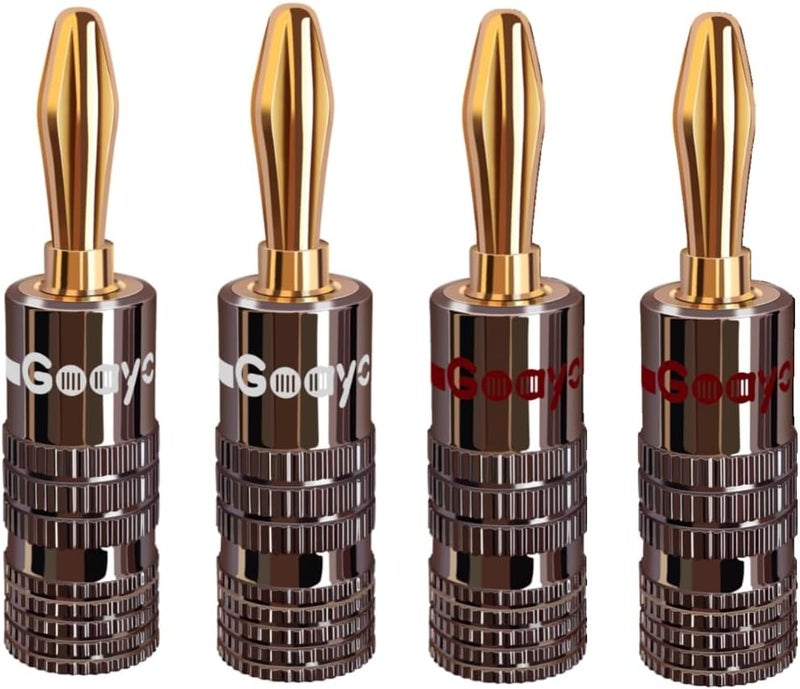 Goaycer Banana Plugs for Speaker Wire ，24K Gold Plated Speaker Banana Plugs (2 Pairs/4 pcs) - Image 1