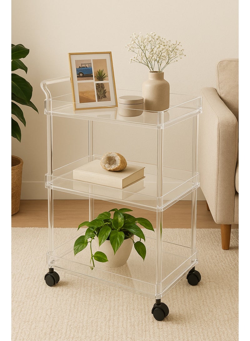 Living Acrylic Trolley 3-Tier Rectangular – Practical, Durable, Multi-Purpose - Image 1