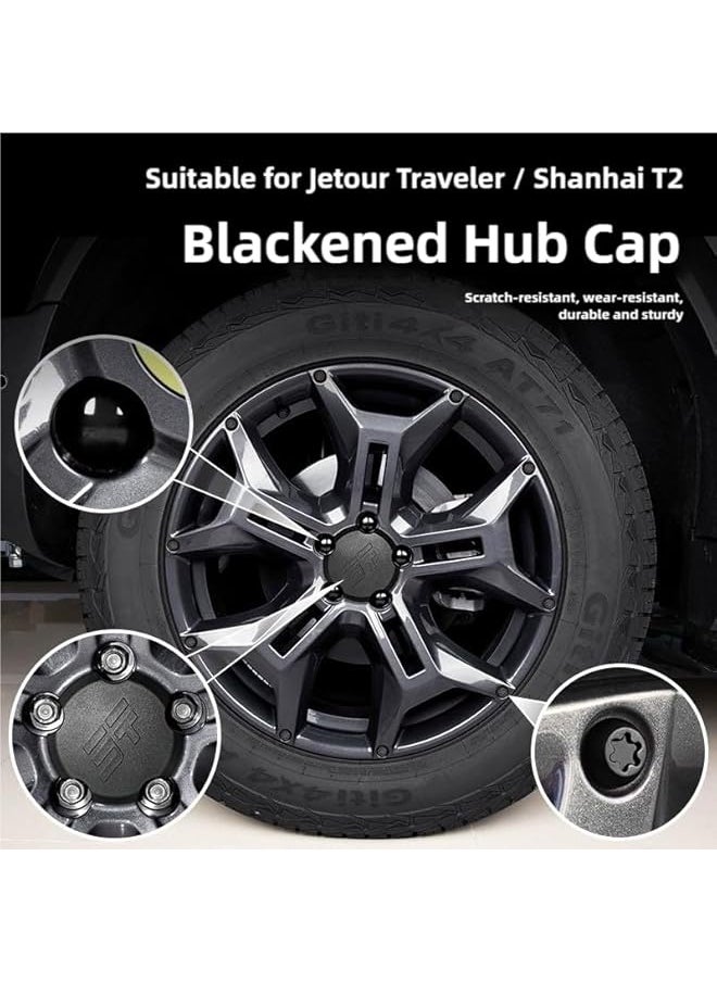 Starwell Black Hub Caps + Lug Nut Covers Kit (26+4pcs) for Jetour Traveller/Shanhai T2 - ABS Material, Scratch-Resistant, Durable, All-in-One Design  - Image 4