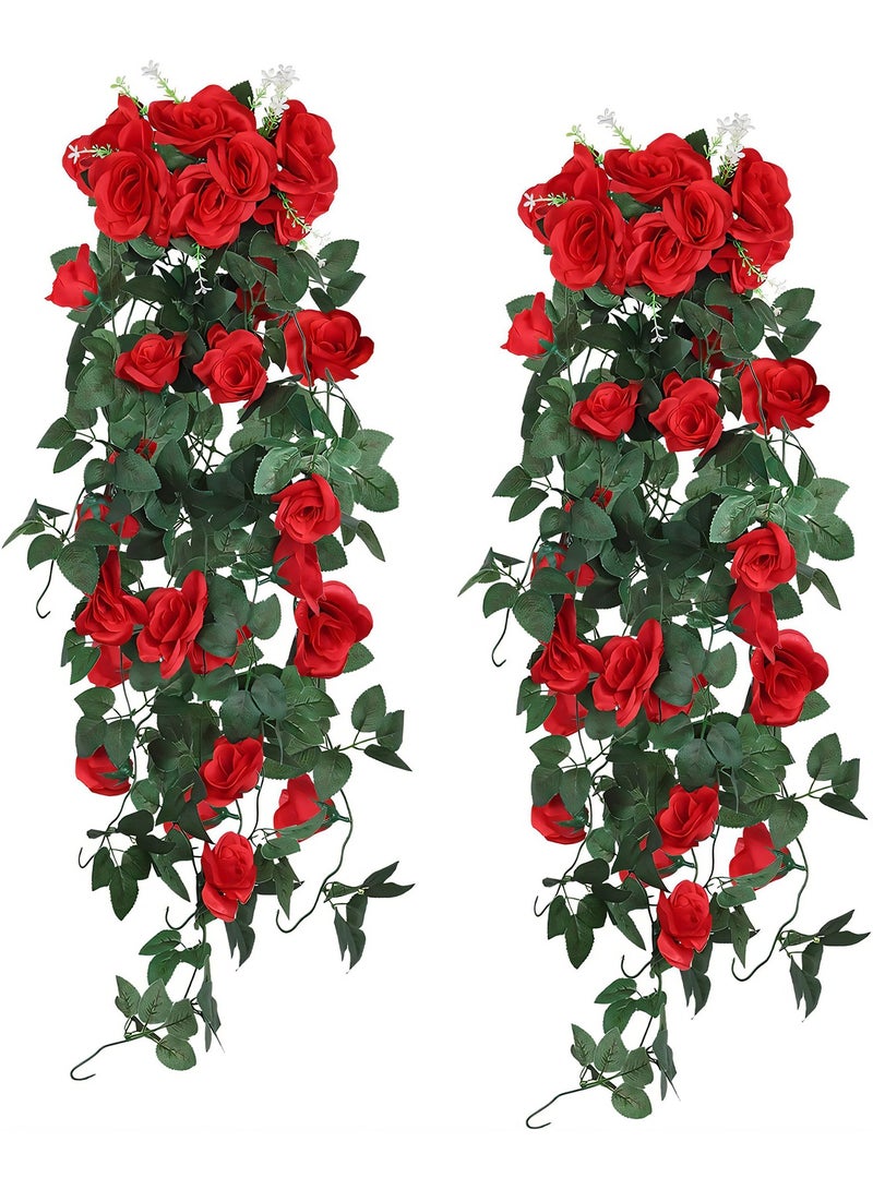 Umiwin 2 قطع من الزهور الاصطناعية المعلقة زهور وهمية إكليل زهور اصطناعية للديكور في المنزل والغرفة والحديقة وحفلات الزفاف والديكور الداخلي والخارجي - Image 1