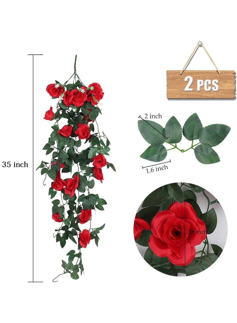 Umiwin 2 قطع من الزهور الاصطناعية المعلقة زهور وهمية إكليل زهور اصطناعية للديكور في المنزل والغرفة والحديقة وحفلات الزفاف والديكور الداخلي والخارجي - Image 2