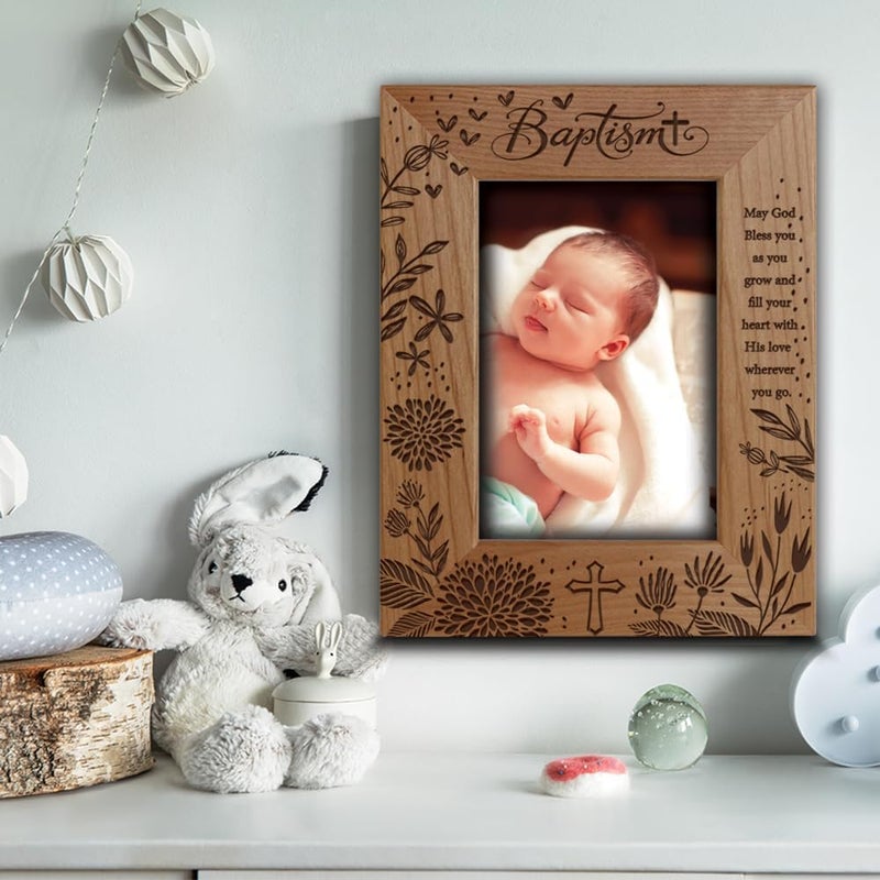 BELLA BUSTA Blessings Baptism Christening Baby GirlBoy Baptized Presents from Godparents Ceremony of Baptizing a ChildEngraved Frame 5x7 Vertical - Image 3