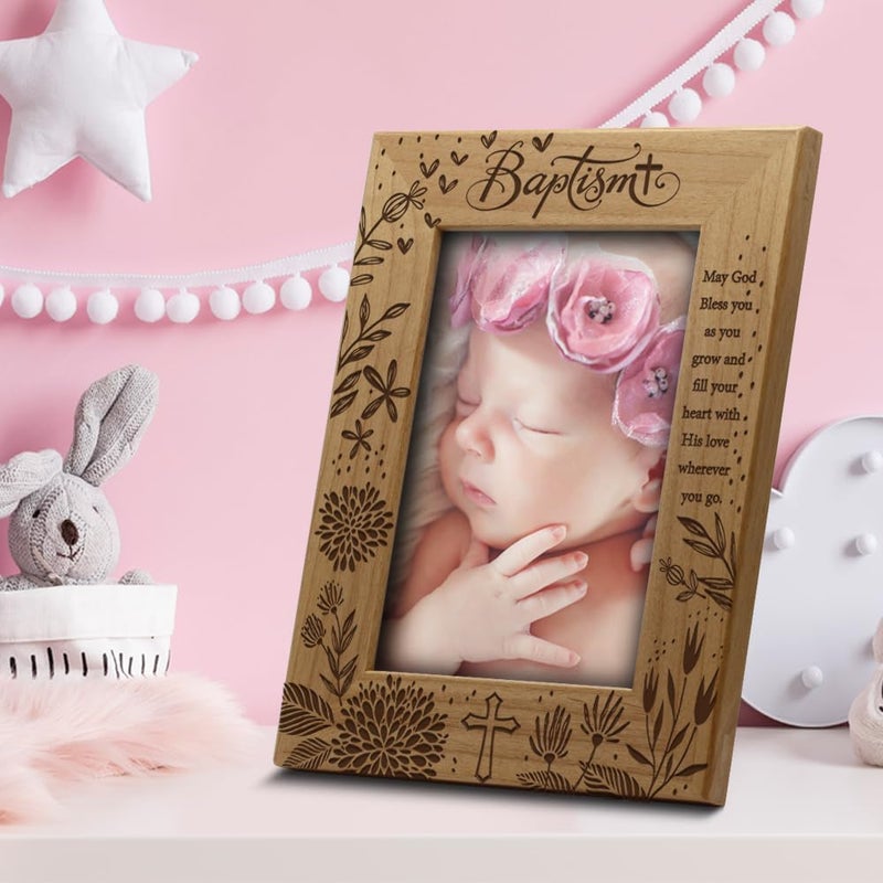 BELLA BUSTA Blessings Baptism Christening Baby GirlBoy Baptized Presents from Godparents Ceremony of Baptizing a ChildEngraved Frame 5x7 Vertical - Image 2