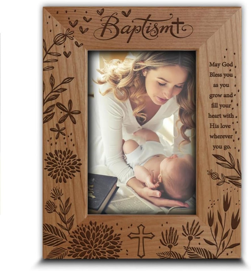 BELLA BUSTA Blessings Baptism Christening Baby GirlBoy Baptized Presents from Godparents Ceremony of Baptizing a ChildEngraved Frame 5x7 Vertical - Image 1