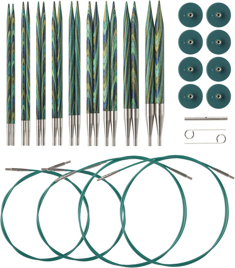 KnitPicks Options Wood Interchangeable Knitting Needle Set - US 4-11 (Caspian) - Image 1