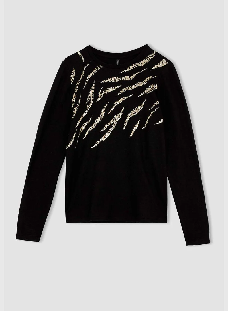 DeFacto Woman Regular Fit Crew Neck Knitted Long Sleeve T-Shirt