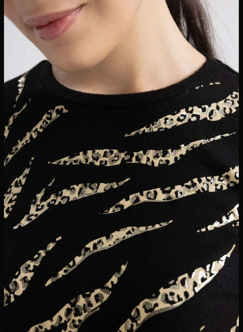 DeFacto Woman Regular Fit Crew Neck Knitted Long Sleeve T-Shirt
