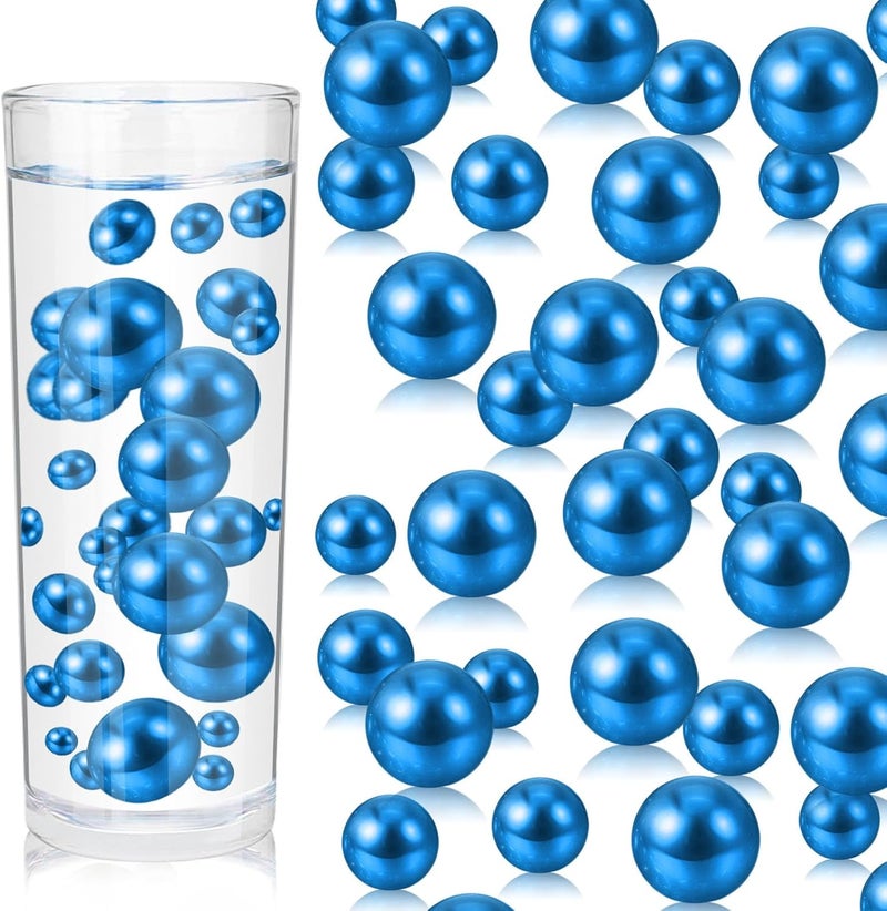 ZEBMOON 200PCS Blue Faux Pearls Beads for Centerpiece Vases, Vase Filler Faux Pearls, No Holes Filler Beads for Party Anniversary Birthday Wedding Table Decor, 10/14/20/30mm - Image 1