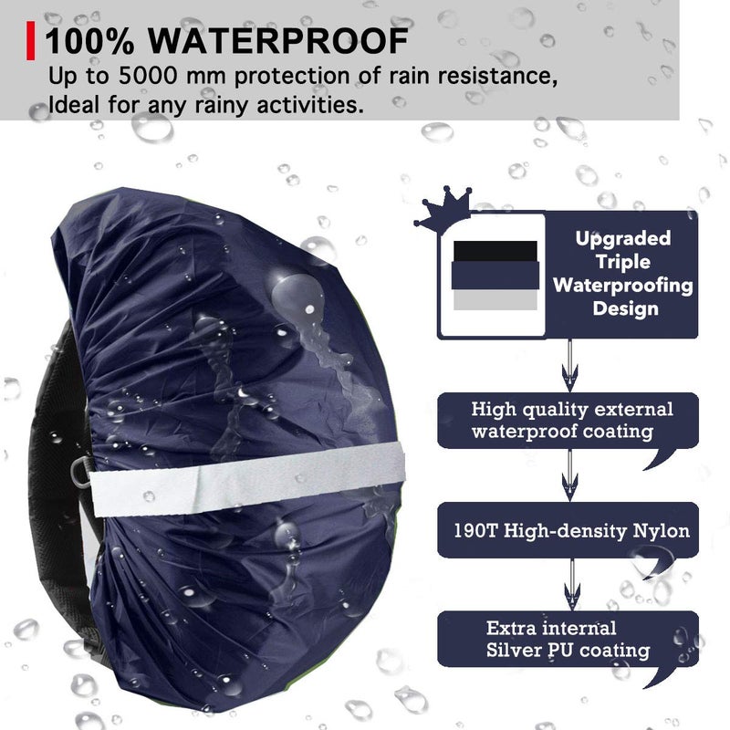 Frelaxy Hi-Visibility Backpack Rain Cover with Reflective Strip 100% Waterproof Ultralight Backpack Cover, Storage Pouch, Anti-Slip Cross Buckle Strap, for Hiking, Camping, Biking, Outdoor, Traveling - Image 2