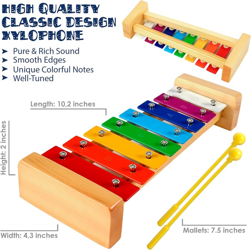 MINIARTIS Xylophone for Kids and Toddlers | 8 Notes Colorful Wooden Xylophone with Mallets and 15 Music Songbook | Kids Musical Instrument Educational Montessori Toys - Image 4