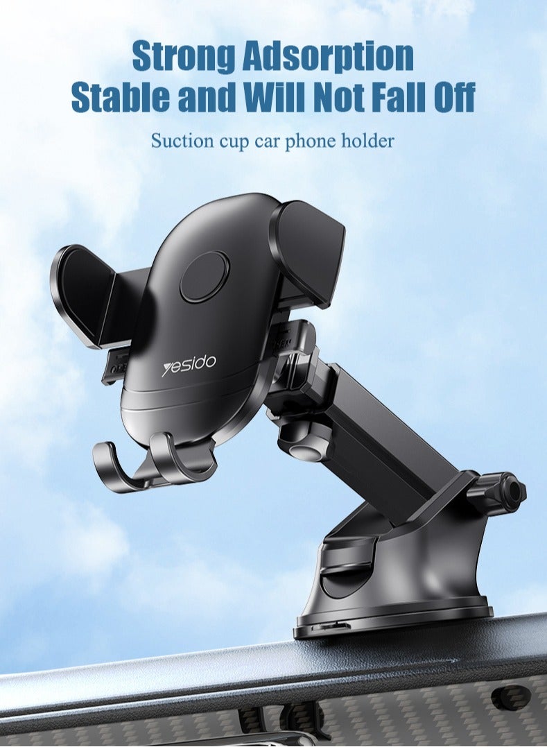 Yesido Car Phone Holder, Portable Suction Cup Cell Phone Holder, 17cm Retractable, 360°Rotation, Car Phone Mount Compatible with All Phones iPhone 15/14/13 Series, S23 S22, etc - Image 2