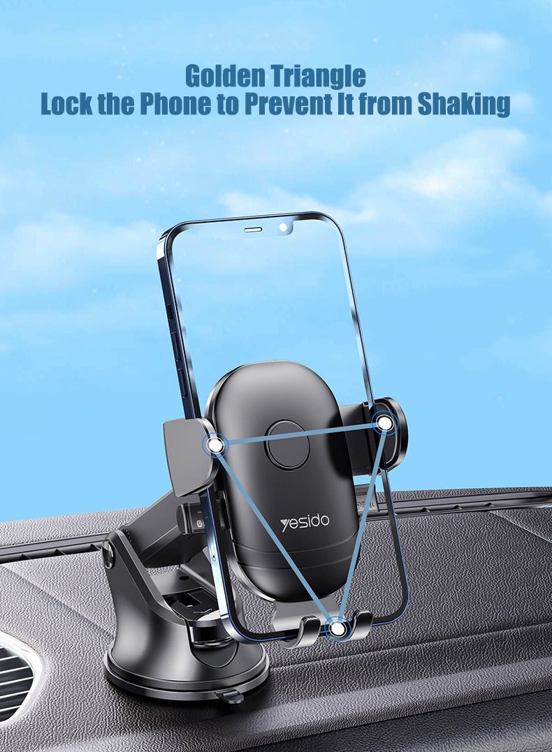 Yesido Car Phone Holder, Portable Suction Cup Cell Phone Holder, 17cm Retractable, 360°Rotation, Car Phone Mount Compatible with All Phones iPhone 15/14/13 Series, S23 S22, etc - Image 5