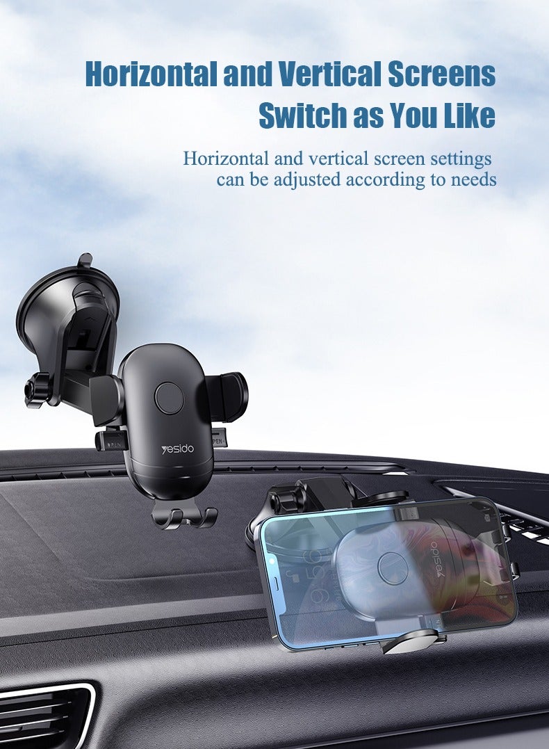 Yesido Car Phone Holder, Portable Suction Cup Cell Phone Holder, 17cm Retractable, 360°Rotation, Car Phone Mount Compatible with All Phones iPhone 15/14/13 Series, S23 S22, etc - Image 3