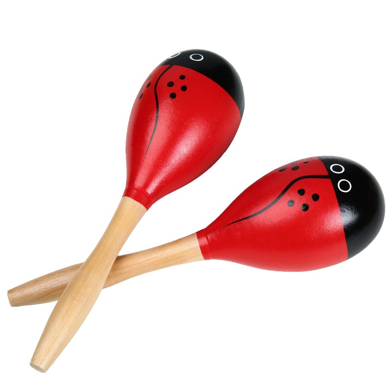 TDOCK Maracas Wooden Shaker Musical Percussion Instrument for Adult Kids Babies Toddlers Red - Image 2