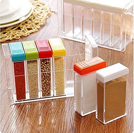 Machak Mini 'Spice Jar 6 Pcs Set, Easy Flow Storage, Idle for Kitchen |Storage Box Container | (Color May Vary) (Plastic) - Image 5