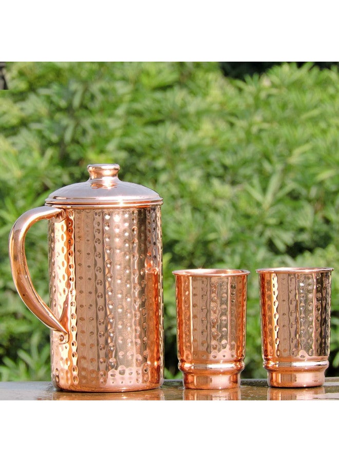 HealthGoodsIn HealthGoodsIn - Pure Copper Hammered Water Jug with 2 Hammered Copper Tumblers | Copper Pitcher and Tumblers for Ayurveda Health Benefits  - Image 5