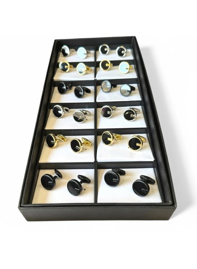 ركس طقم كبك رجالي فاخرة مجموعة متنوعة من الكف لينك بتصميم كلاسيكي و عصري مكونة من 12 زوج من الكبك 69846 - Image 1