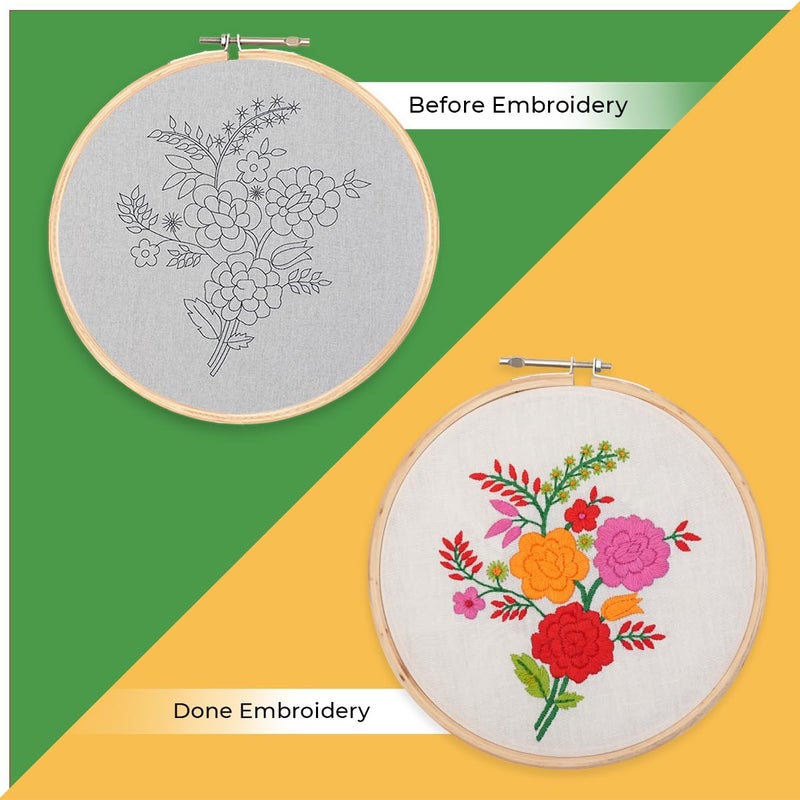 Embroiderymaterial Kit For Beginners & Kids To Learn Basic Cross Stitch Embroidery/Digital Printed Cloth Fabric, Instructions Papers, Threads & Needles All Materials Included, Multicolor - Image 5