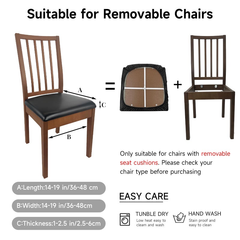 Elastic Dining Chair Covers - 100% Waterproof Synthetic Leather 4 Pack, Perfect Fit Instant Home Transformation, for Kitchen Dining Room - Image 4