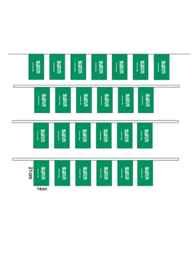 السعودية الوطنية Flagline 14x21cm، 25pcs / 26ft. الألوان المقاومة للتلاشي النابضة بالحياة ، الديكور الدائم في الهواء الطلق لأحداث الحديقة المنزلية ، كأس العالم - Image 1