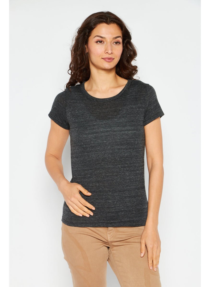 Women Round Neck Short Sleeves Textured T-Shirt, Dark Grey - pzsku/ZE63518BB80C749AEB29CZ/45/_/1737728277/68eb9ac7-2f98-4522-a98f-e1d08a2478e9