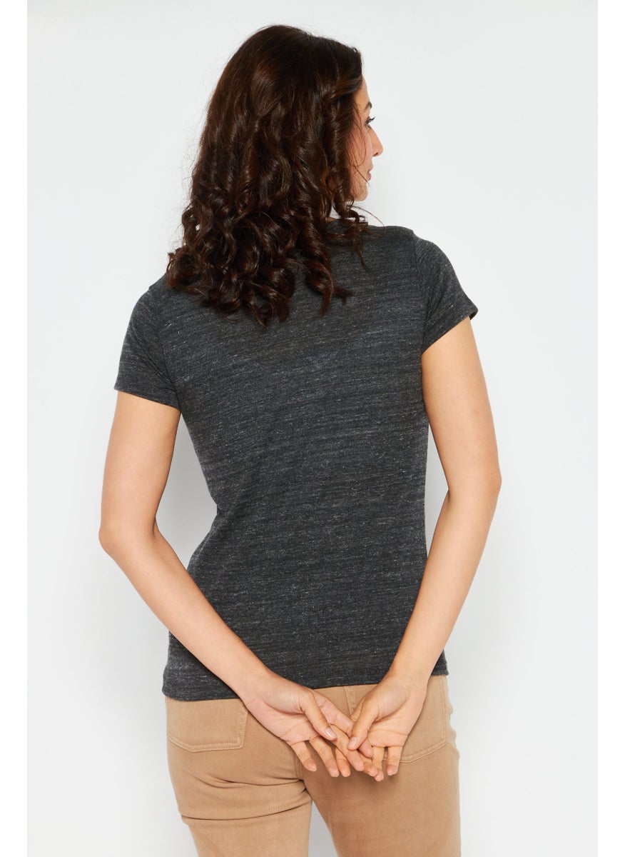 Women Round Neck Short Sleeves Textured T-Shirt, Dark Grey - pzsku/ZE63518BB80C749AEB29CZ/45/_/1737728279/794c4e3f-f62b-4015-8f4d-fdad7025ad7e