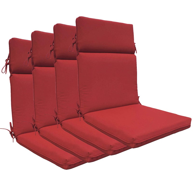 BOSSIMA Indoor Outdoor High Back Chair Cushions Replacement Patio Chair Seat Cushions Set of 4 Olefin Bright Red