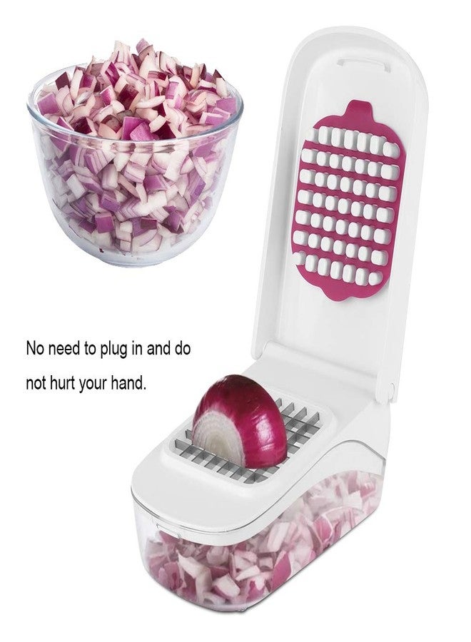 OUKENS Manual Food Chopper, 3-in-1 Multifunctional Vegetable Fruit Cutter with Container for Onion, Potato, Carrot, Easy Push Down Handheld Kitchen - Image 2