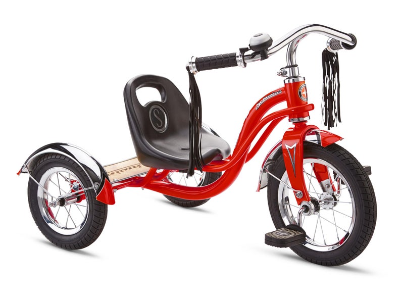 Schwinn Roadster Tricycle 12 Inch Front Wheel Bike for Kids Ages 24 Low Center of Gravity Retro Steel Frame Adjustable Seat Grows with your Child Rear Deck Tricycle for Toddlers - Image 2