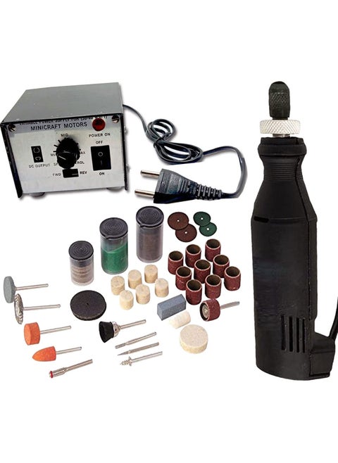 DIY Crafts 105x Pcs, Accessory, Tools Minicraft Machine/Mini Drill Machine+12V Speed and Direction Control Stabilizer Elimeter Box Adjustable Speed with Rotary Tool Accessories K(105x Pcs, Accessory)