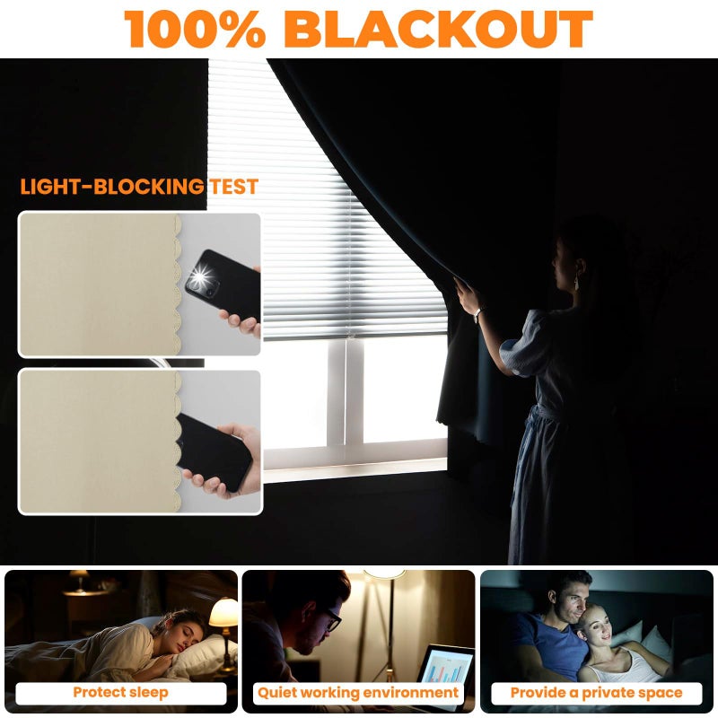 JILRON Adhesive Curtain 100% Blackout No-Drill Easy Install for Bedroom Blinds Light Blocking (Beige-35 W x 48" L-1P) - Image 3