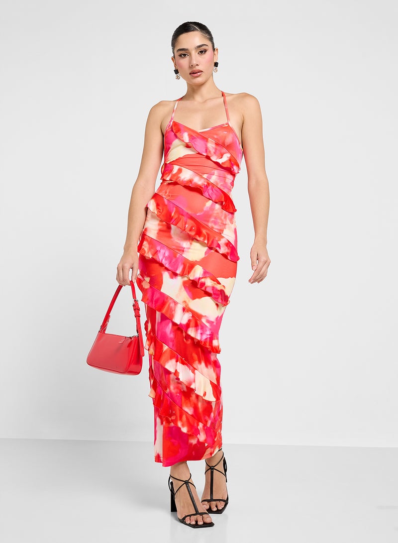 جينجر فستان بطبعات مكشكشة - Image 4