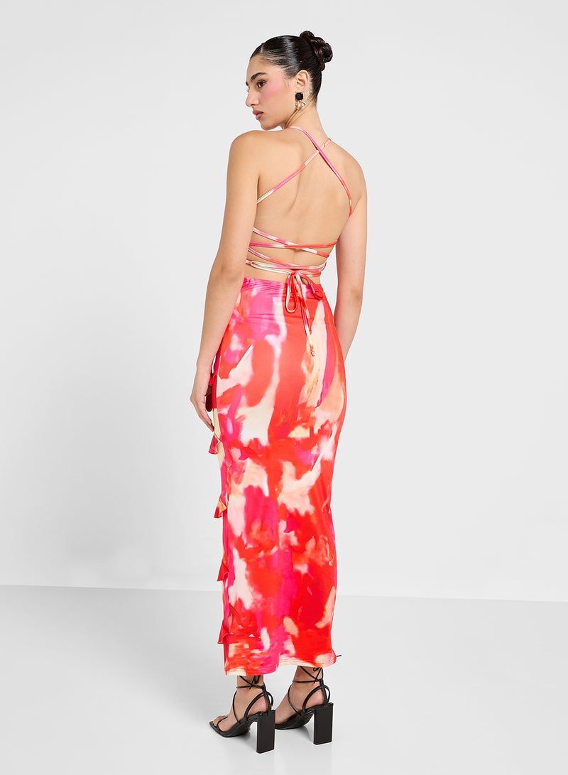 جينجر فستان بطبعات مكشكشة - Image 2