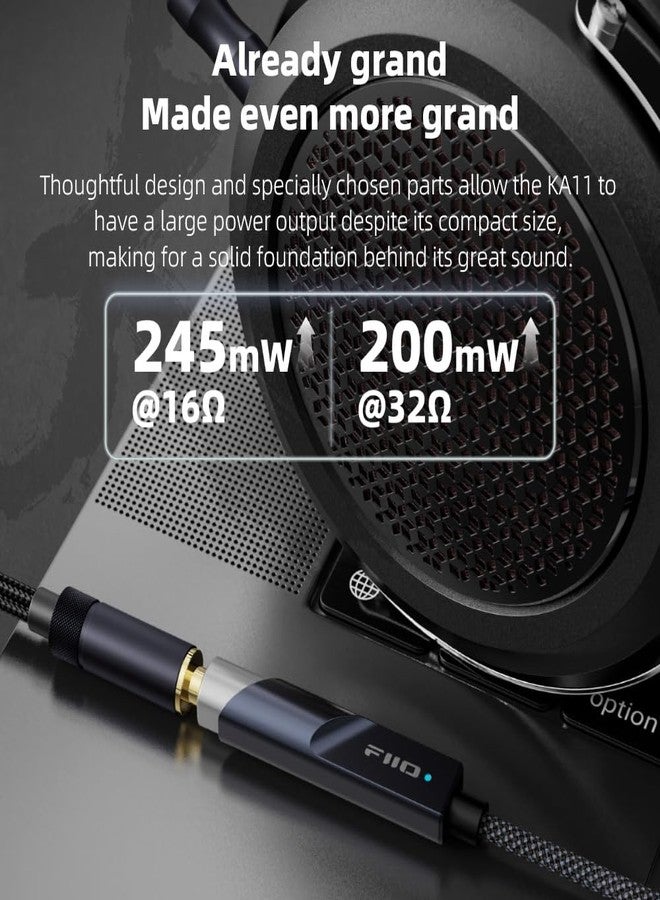 FiiO KA11 USB C to 3.5mm Audio Adapter 32bit/384KHz, USB Type C Dongle HiFi DAC Amplifier for Android/iOS/Windows/Mac (Black, TC) - Image 3