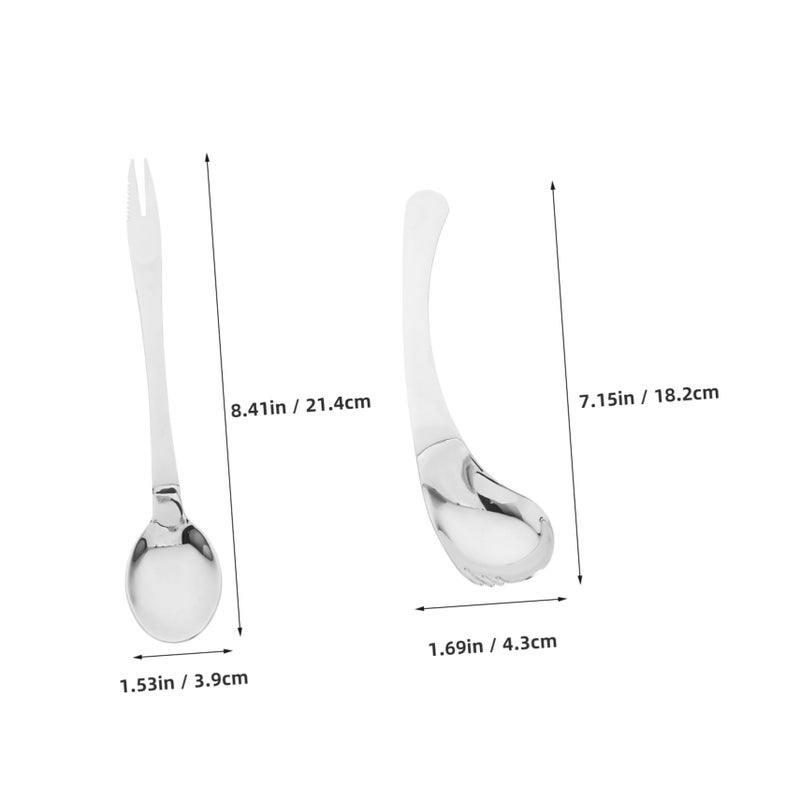 2Pcs Ergonomic Curved Spoon Fork Set for Elderly Disabled Easy Eating Home Travel Silverware - Image 3