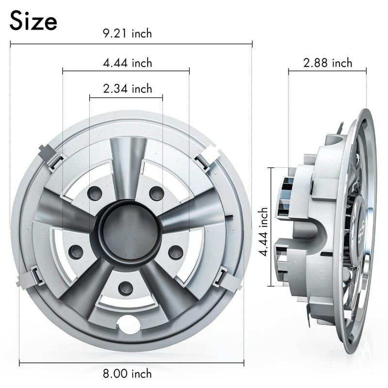 10L0L Golf Cart SS Wheel Covers Hub Caps for EZGO, Club Car, Yamaha - 8 Inch Snap-on Installation, Chrome, Set of 4 - Image 4