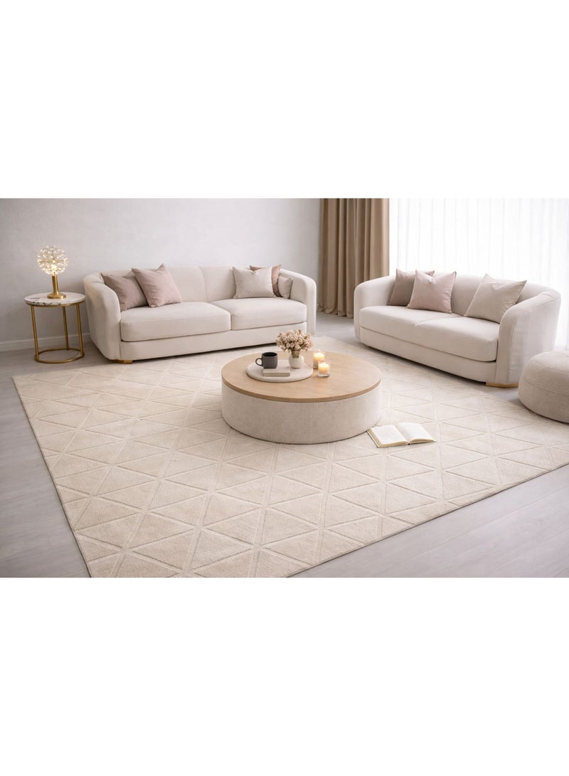 Home auraa Carpet Rug Felt & Canvas Backing – Size 160 x 230 cm – 5.25x7.55 ft | Cloud Geometric Fur Design - Grey Color | Ideal Carpet for Living Room, Bedroom, Office, Hallway or Balcony - Image 2