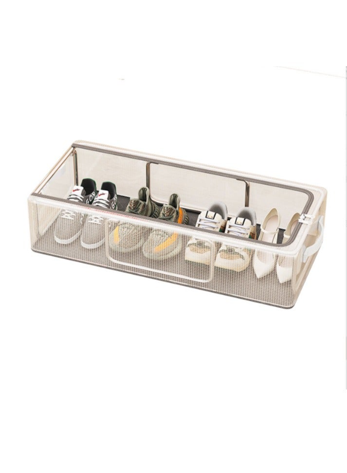 Under Bed Shoe Storage Organizer,Shoe Storage Box,Transparent PVC material with Steel Frame,Stackable and Foldable, fit Underbed, Space Saving Design, Top & Side Access 60*30*16(L-1pcs) ﻿  - Image 1