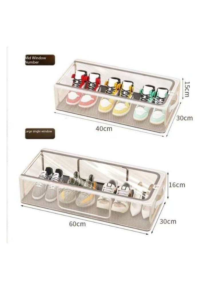 Under Bed Shoe Storage Organizer,Shoe Storage Box,Transparent PVC material with Steel Frame,Stackable and Foldable, fit Underbed, Space Saving Design, Top & Side Access 60*30*16(L-1pcs) ﻿  - Image 2