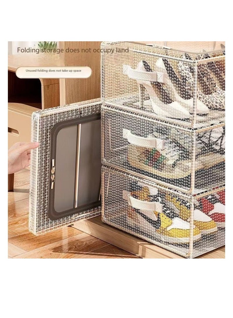 Under Bed Shoe Storage Organizer,Shoe Storage Box,Transparent PVC material with Steel Frame,Stackable and Foldable, fit Underbed, Space Saving Design, Top & Side Access 60*30*16(L-1pcs) ﻿  - Image 3