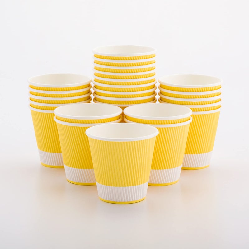 Restaurantware Restaurantware 8 Ounce Double Wall Disposable Coffee Cups 500 Insulated Light Yellow Paper Tumblers with Ripple Wall Design Lids Sold Separately for Hot Drinks like Tea Coffee and More 