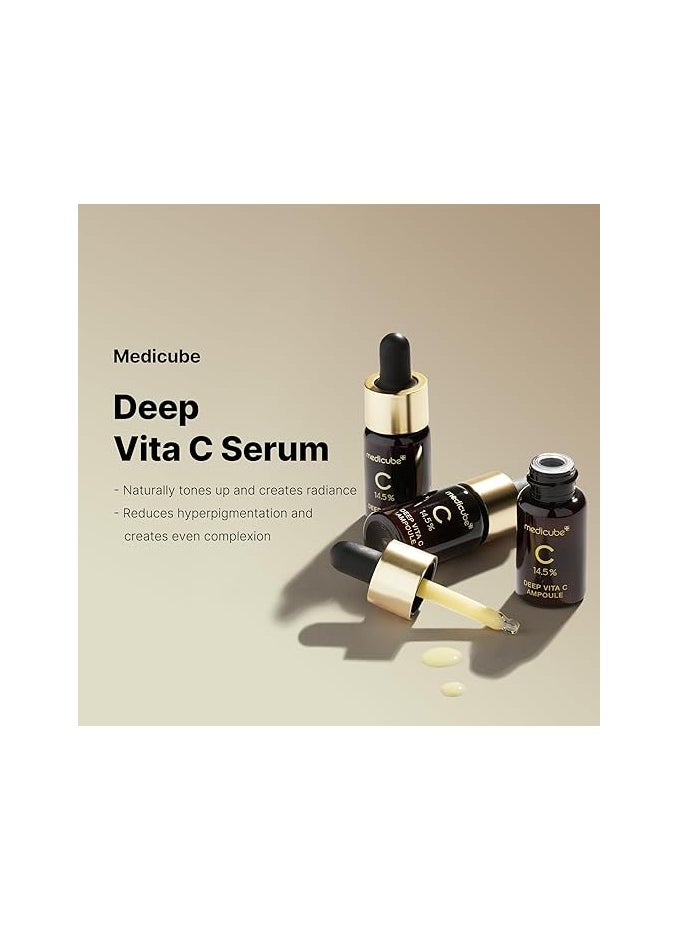Medicube medicube Deep Vita C Serum 2.0 || 14.5% Pure Vitamin C reduce the appearance of hyperpigmentation, dark spots, and blemishes | 16 self-tests complete | Korean skincare (10g * 3 bottles)  - Image 2