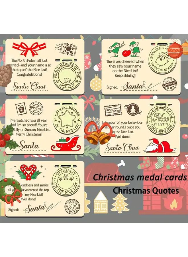 Wooden Christmas Medal Cards Bundle With German Phrases And English Translations Name Message Option Elf Made Style Stamps Design Holiday Awards For Xmas Gifts Party Favors Santa Official Signed Christmas Decor Style A - Image 2