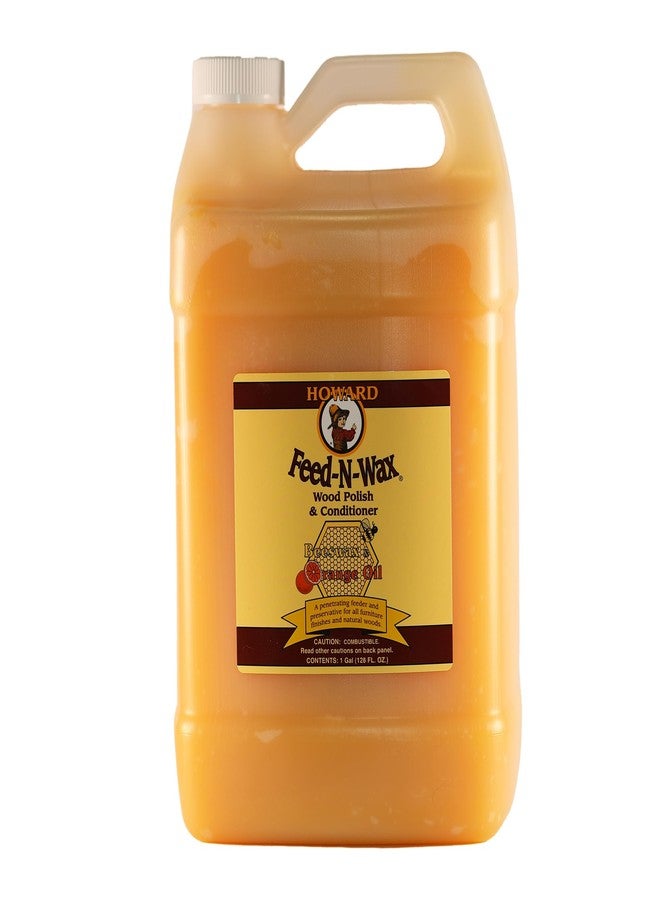 Howard Products Beeswax Wood Polish & Conditioner, Feed-N-Wax for Wood Furniture Polish, 128 Fl oz, Orange - Image 1