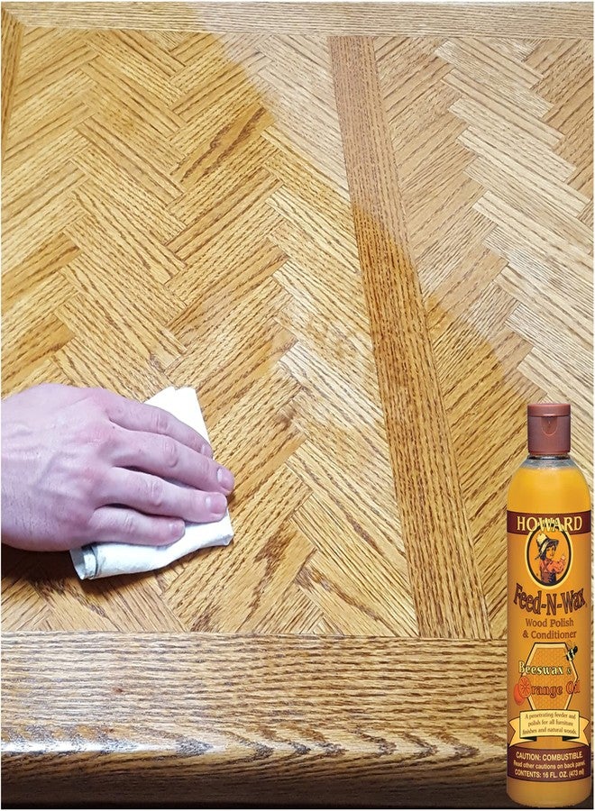 Howard Products Beeswax Wood Polish & Conditioner, Feed-N-Wax for Wood Furniture Polish, 128 Fl oz, Orange - Image 3